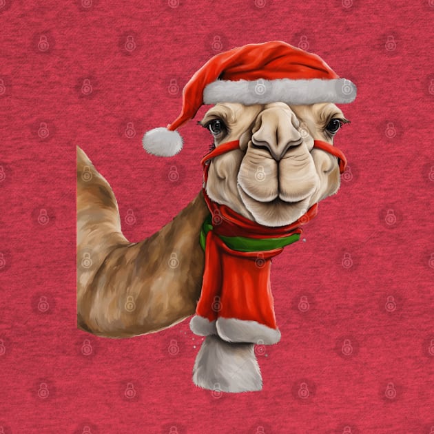 Adorable Cute Camel Wearing Santa Hat Christmas v2 by taiche